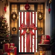DAMAI Christmas Door Decorations, Merry Christmas Christmas Door Cover, Christmas Snowflake Door Banner, Christmas Party Decorations Photo Booth for New Year Christmas, 35x71in